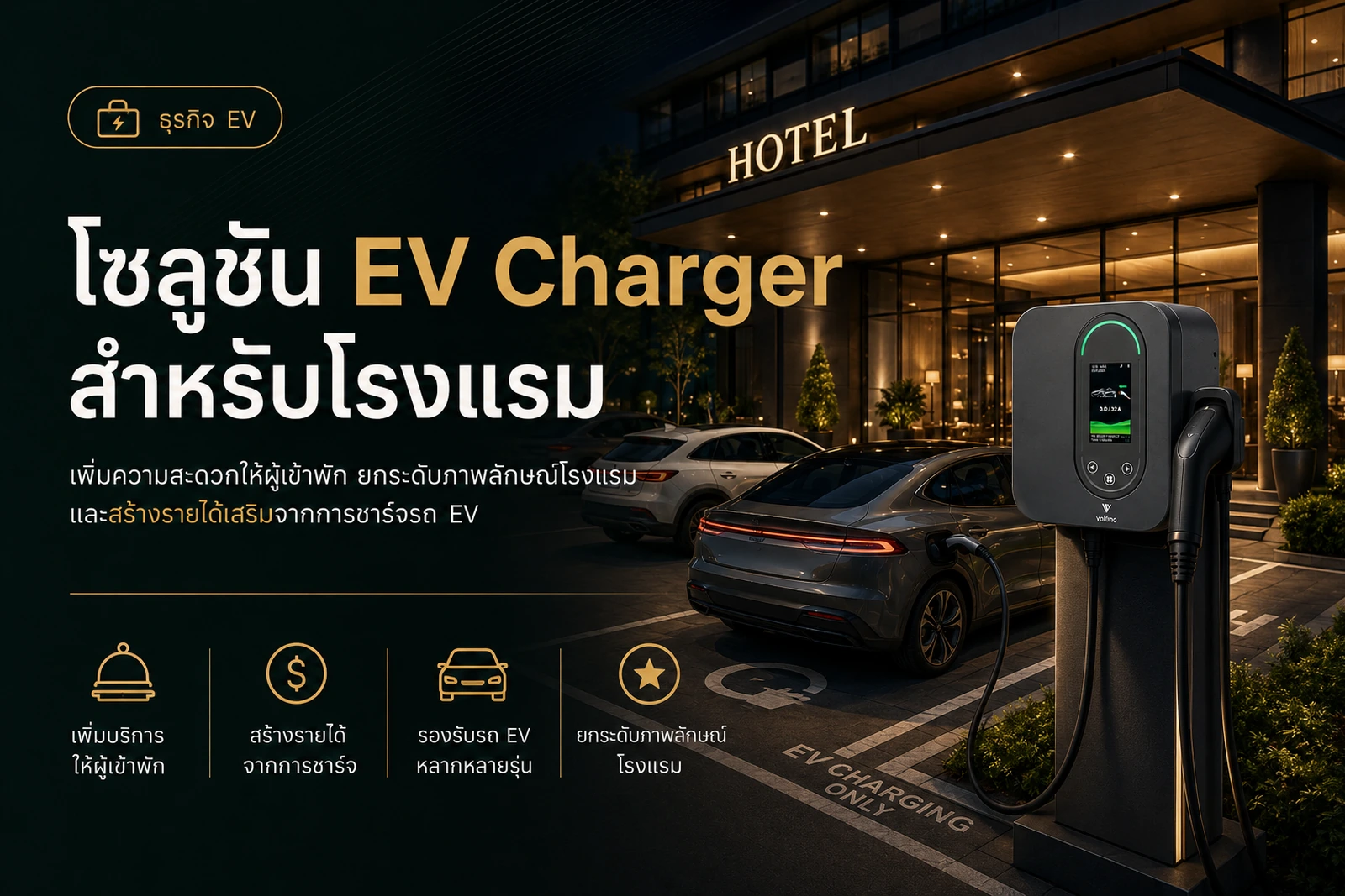 โซลูชัน EV Charger สำหรับโรงแรม เพิ่มบริการอย่างไรให้คุ้ม