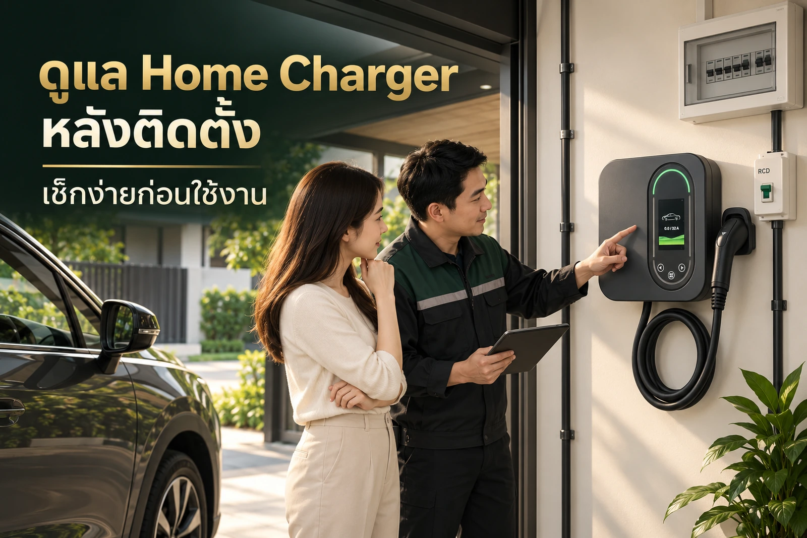 ปกบทความการดูแล Home Charger หลังติดตั้งและเช็กความปลอดภัยก่อนใช้งาน โดย GED Thailand
