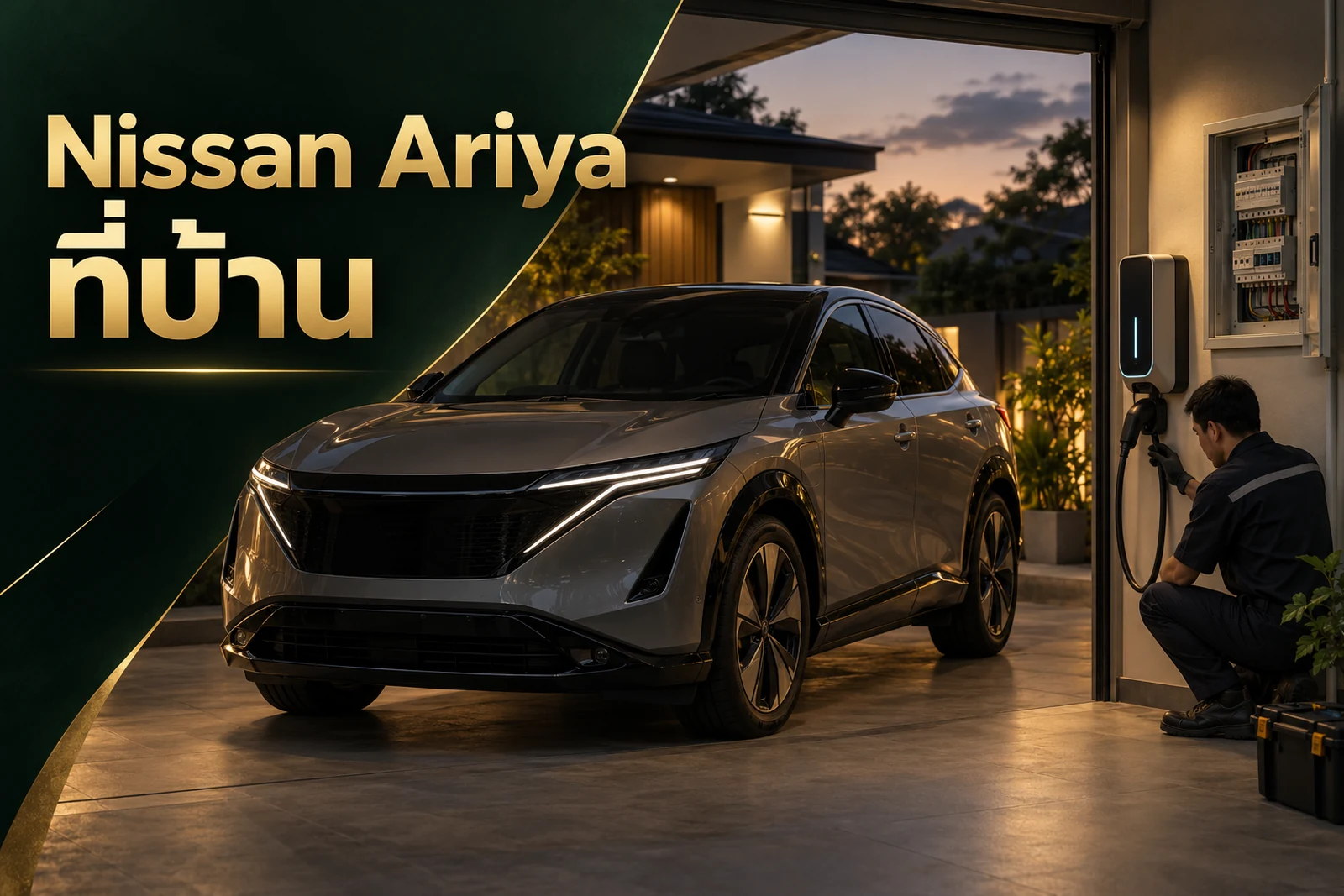ภาพปกบทความ GED เรื่อง Nissan Ariya ใช้ Home Charger ที่บ้านต้องดูอะไร