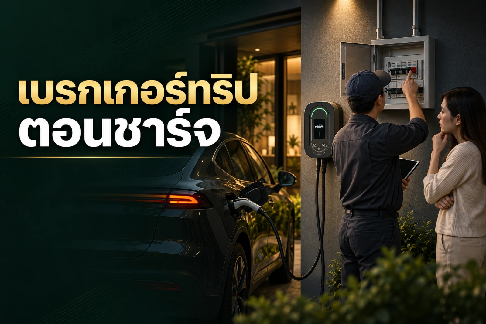 ภาพประกอบบทความ เบรกเกอร์ทริปตอนชาร์จ EV ที่บ้าน ต้องเช็กอะไร