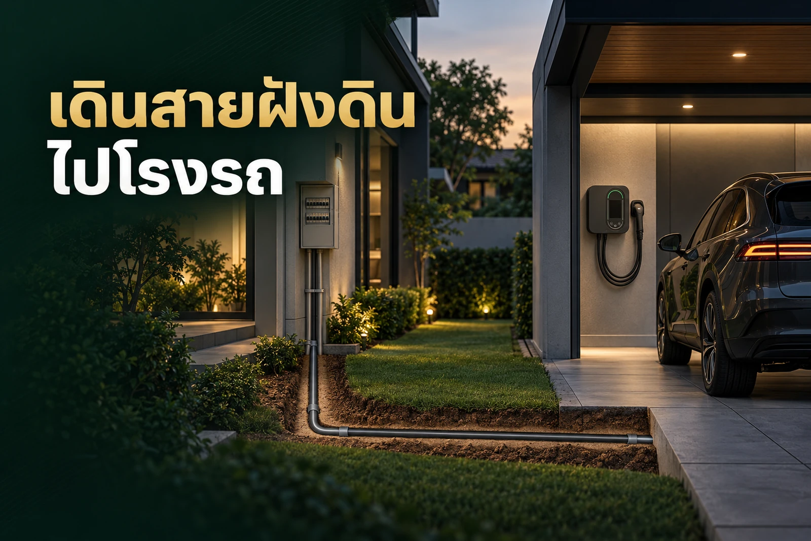 ภาพประกอบบทความ เดินสาย Home Charger ฝังดินไปโรงรถ ต้องระวังอะไร
