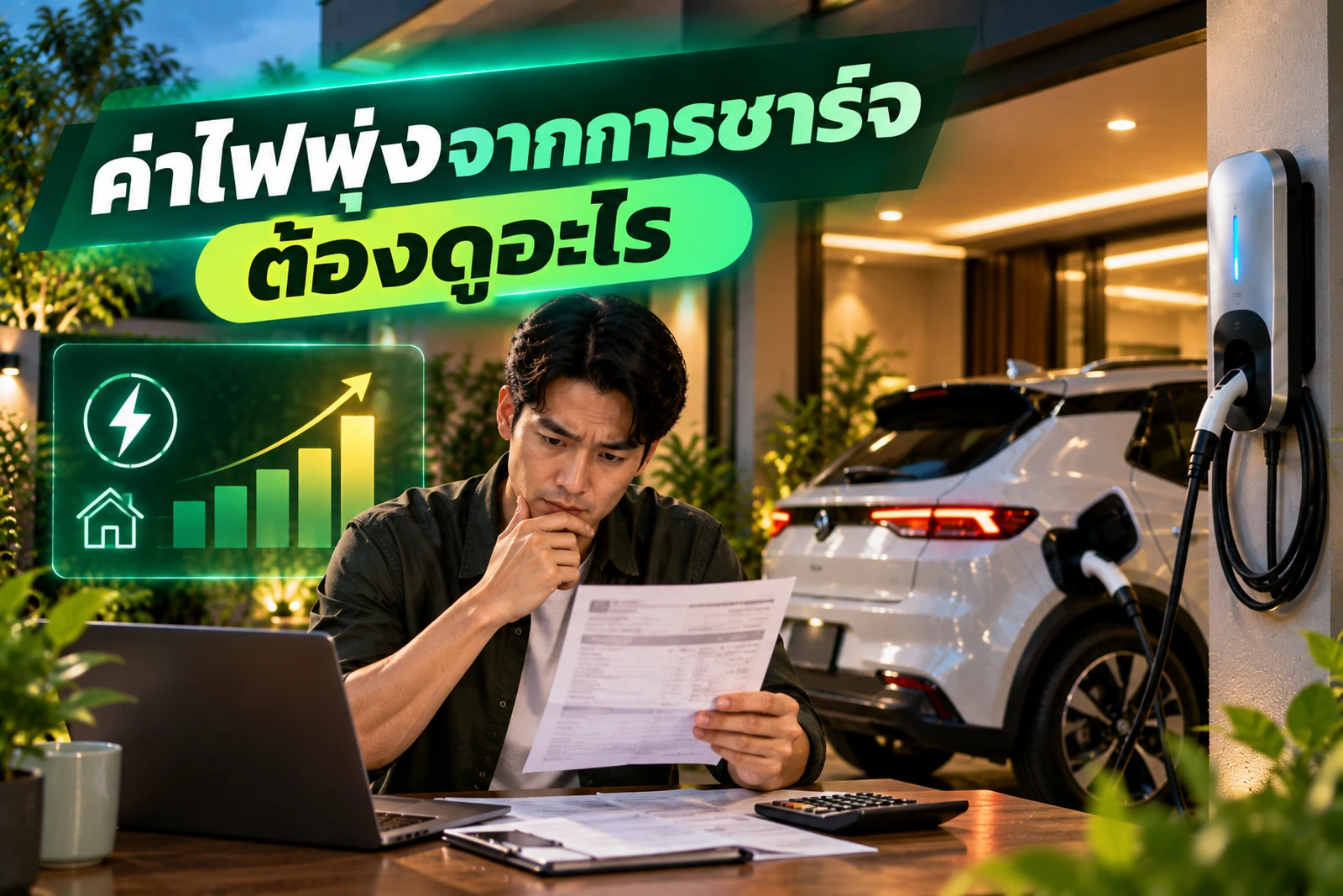 ภาพประกอบบทความ ชาร์จ EV ที่บ้านแล้วค่าไฟพุ่ง ต้องตรวจอะไร