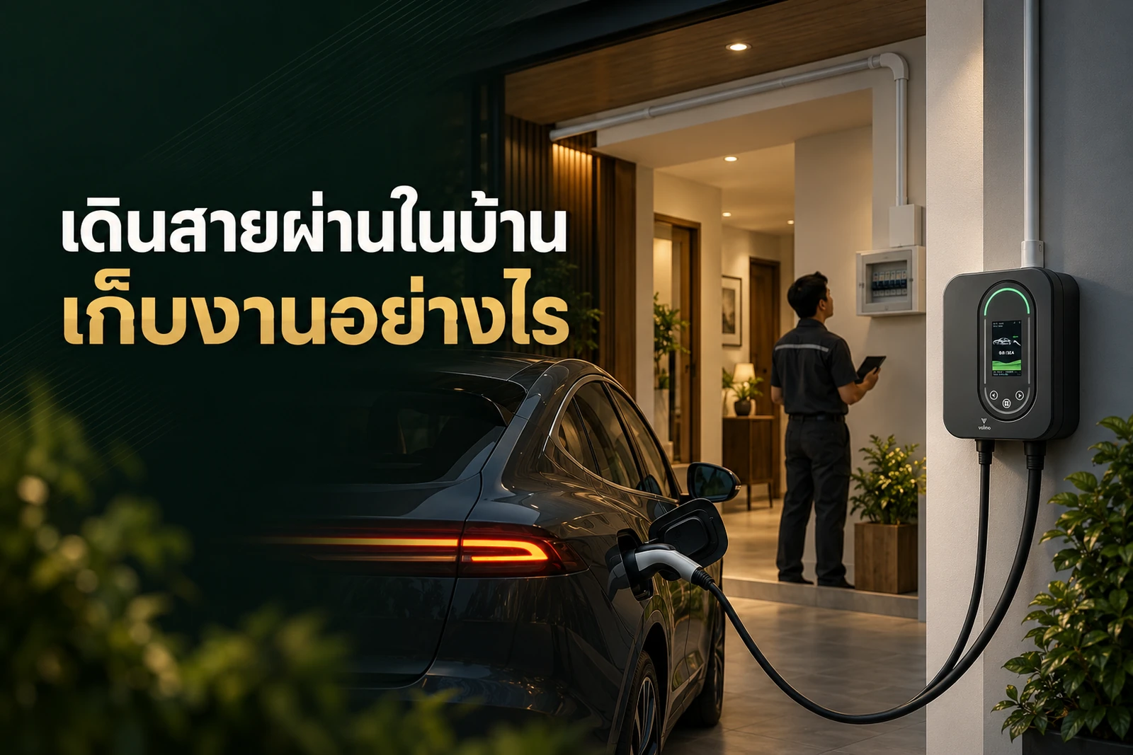 ภาพประกอบบทความ เดินสาย Home Charger ผ่านในบ้าน ต้องเก็บงานอย่างไร