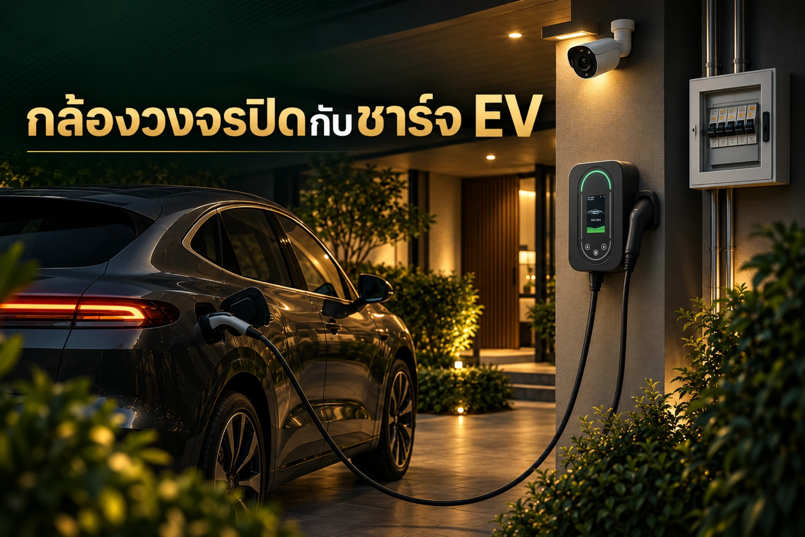 ภาพปกบทความ GED เรื่อง บ้านมีกล้องวงจรปิด ติด Home Charger ต้องแยกไฟไหม