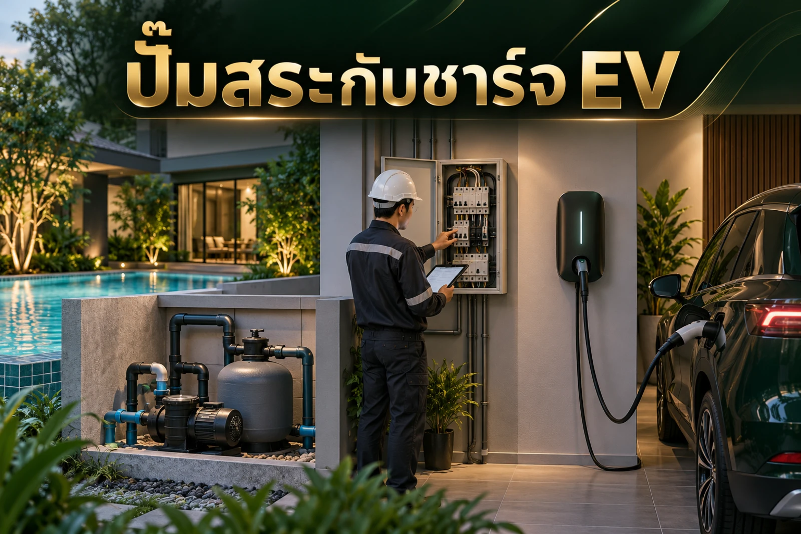 ภาพปกบทความ GED เรื่อง บ้านมีปั๊มสระว่ายน้ำ ชาร์จ EV ต้องดูโหลดอะไรบ้าง