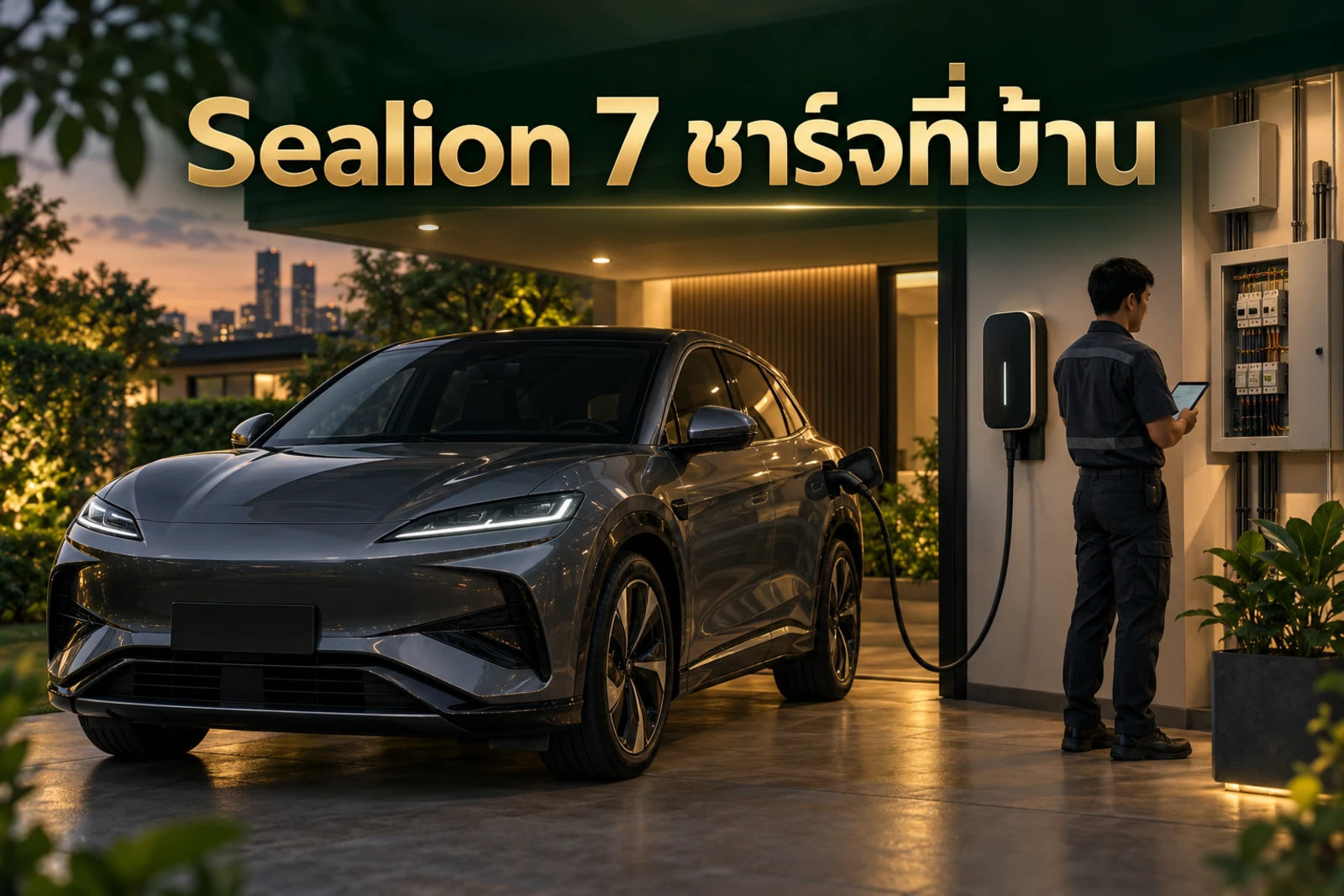 ภาพปกบทความ GED เรื่อง BYD Sealion 7 ใช้ Home Charger ที่บ้านต้องดูอะไร