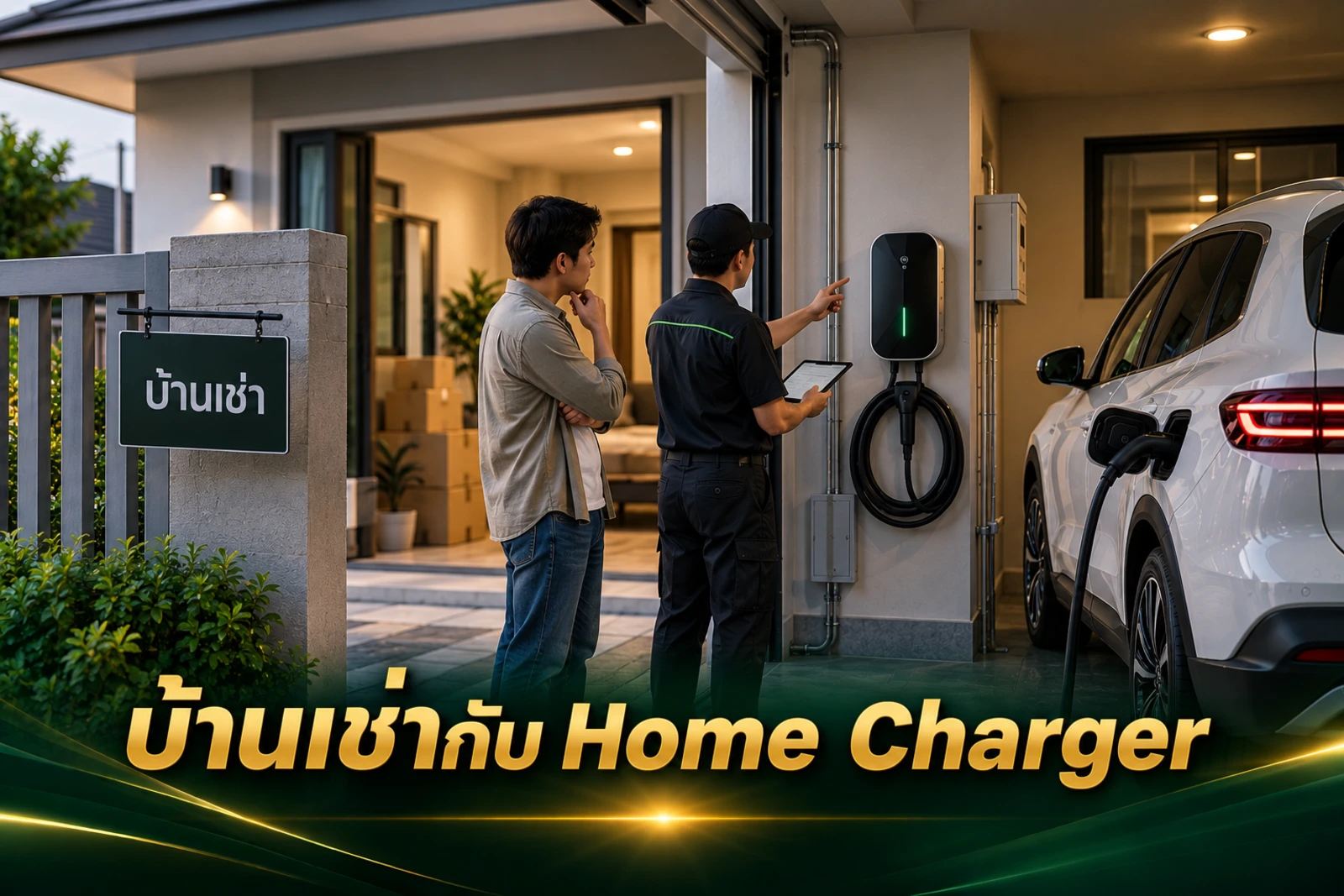 ภาพปกบทความ GED เรื่อง บ้านเช่าหรือบ้านที่อาจย้ายในอนาคต ติด Home Charger อย่างไร