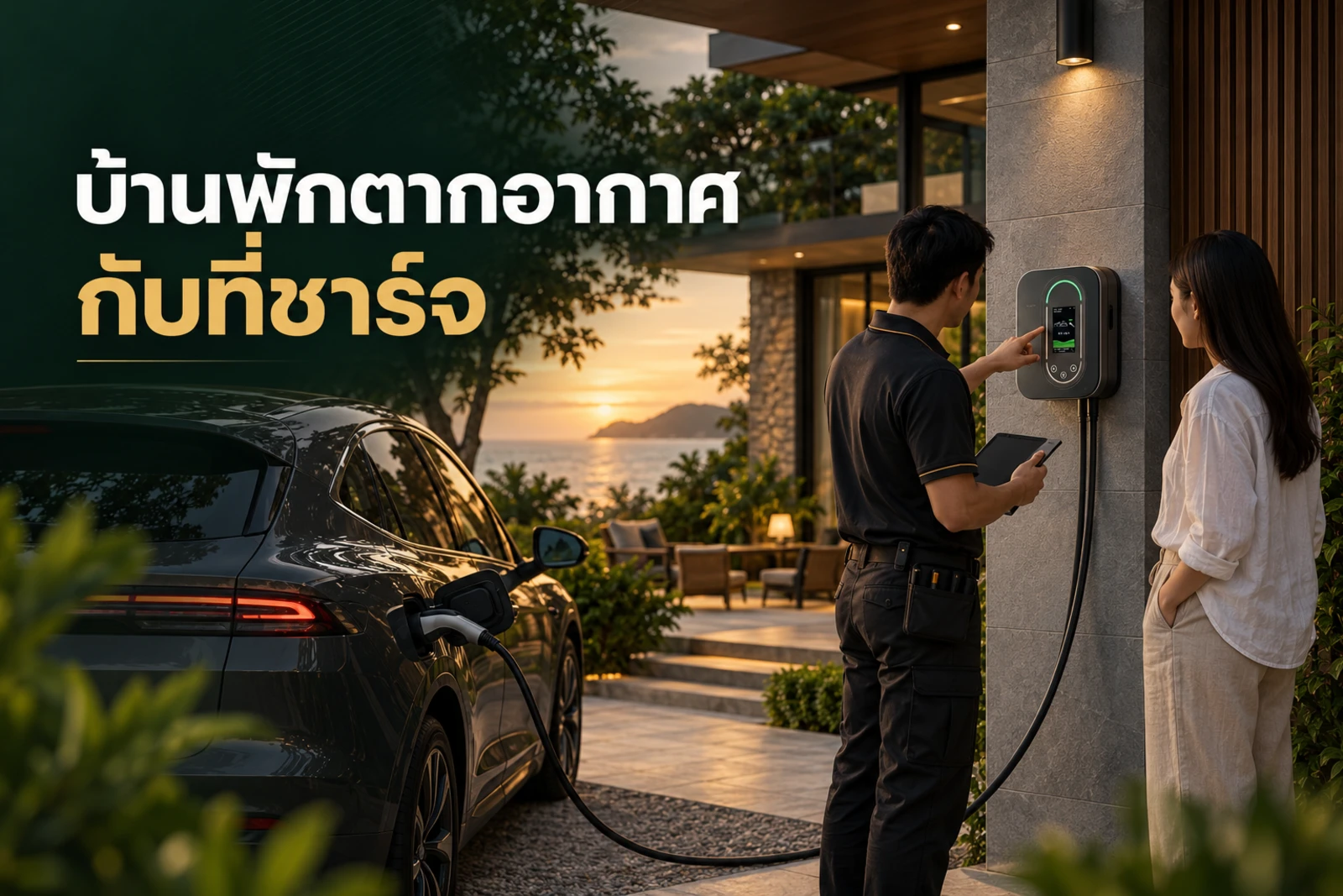 ภาพปกบทความ GED เรื่อง บ้านพักตากอากาศติด Home Charger ต้องเตรียมอะไร