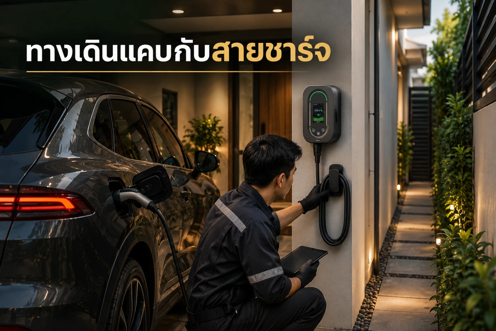 ภาพปกบทความ GED เรื่อง เคสหน้างาน ทางเดินแคบกับสาย Home Charger แก้อย่างไร