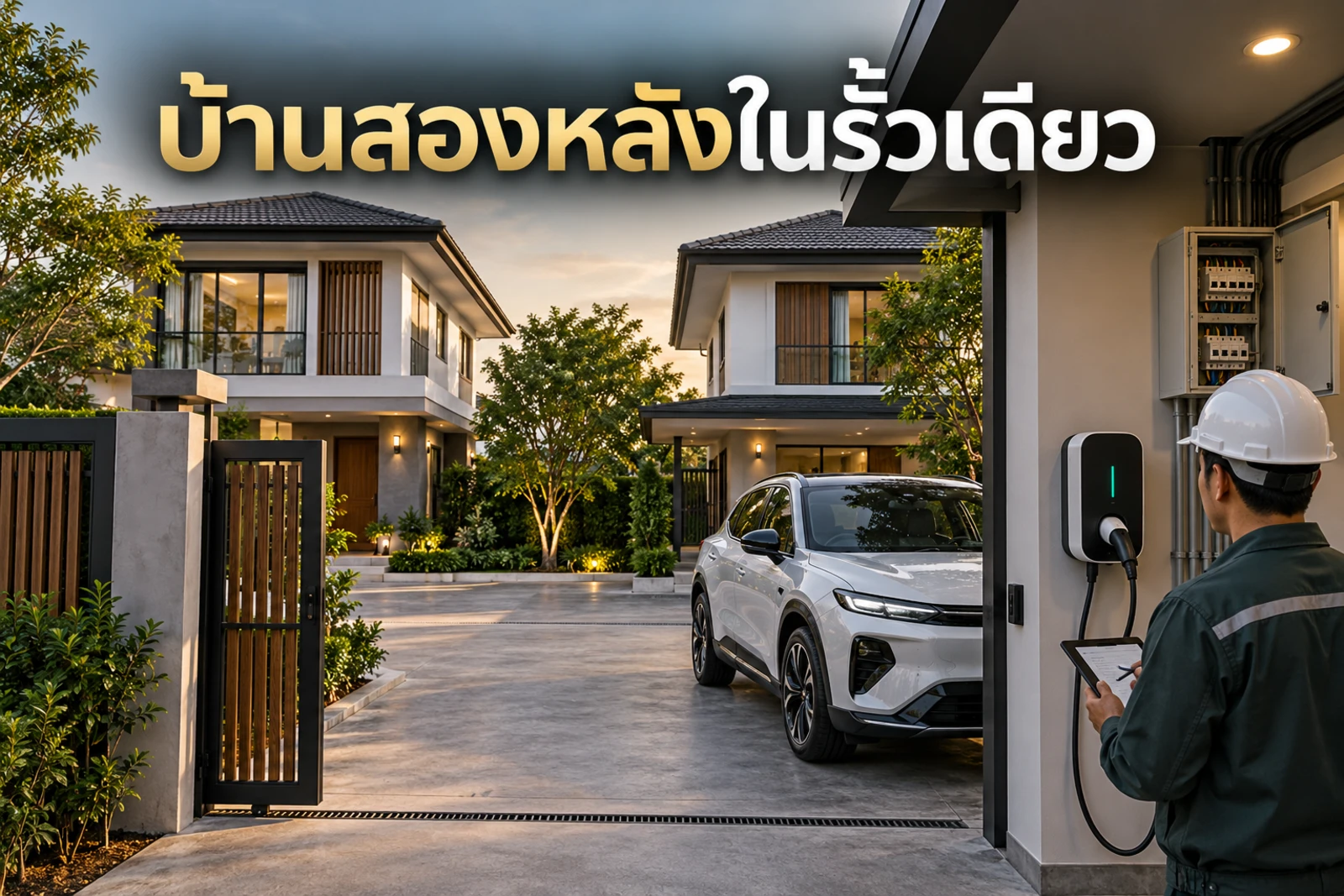 ภาพปกบทความ GED เรื่อง บ้านสองหลังในรั้วเดียว ติด Home Charger ต้องวางระบบอย่างไร