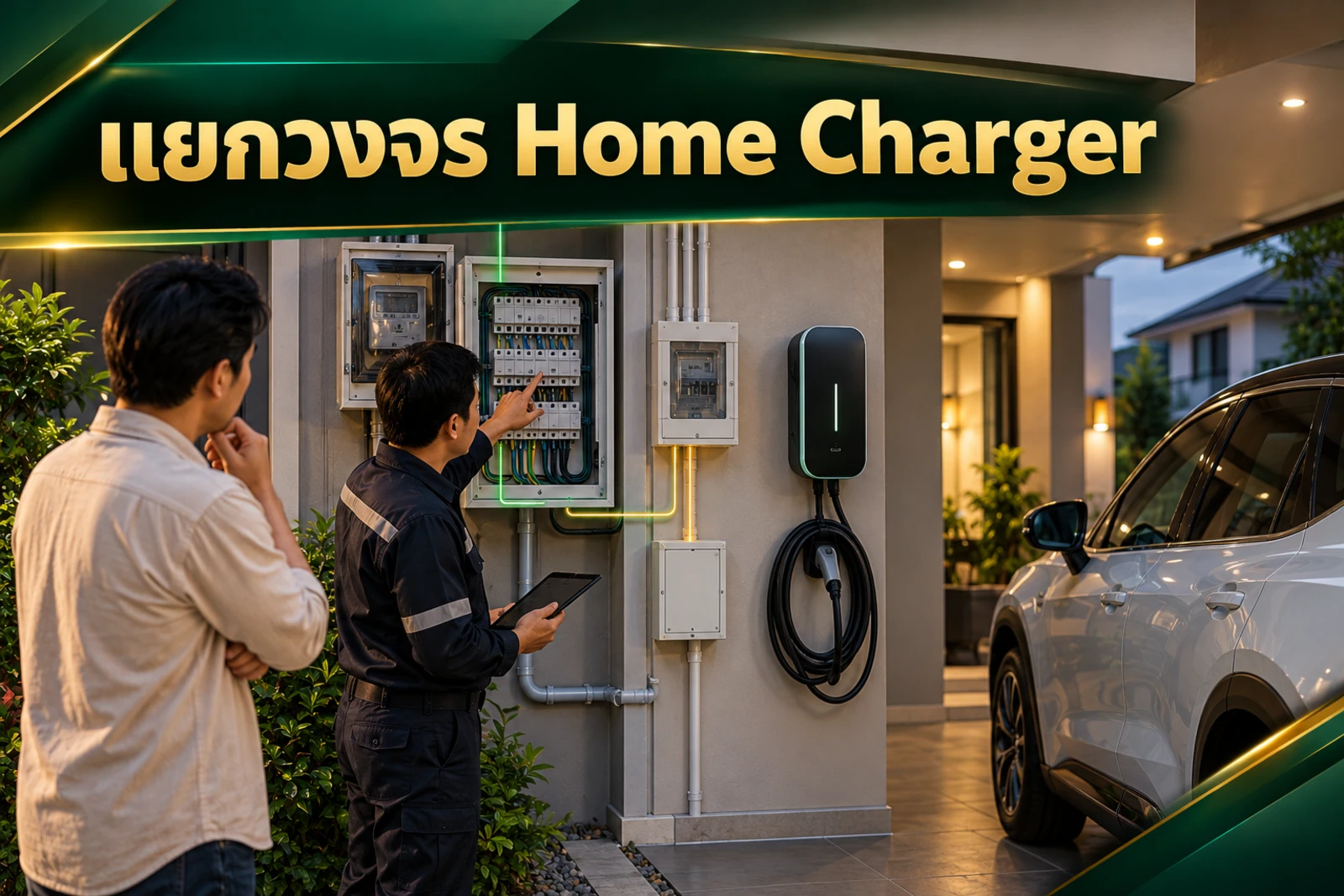 ภาพปกบทความ GED เรื่อง วงจร Home Charger ควรแยกถึงตู้เมนหรือแยกแค่ใกล้จุดจอด