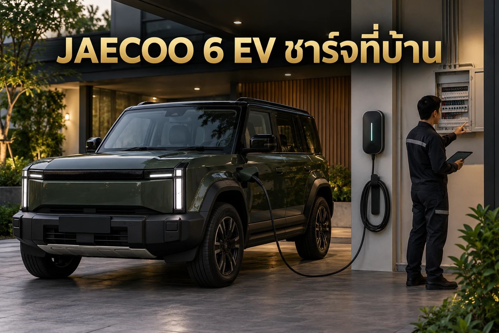 ภาพปกบทความ GED เรื่อง JAECOO 6 EV ใช้ Home Charger แบบไหนให้เหมาะกับบ้าน