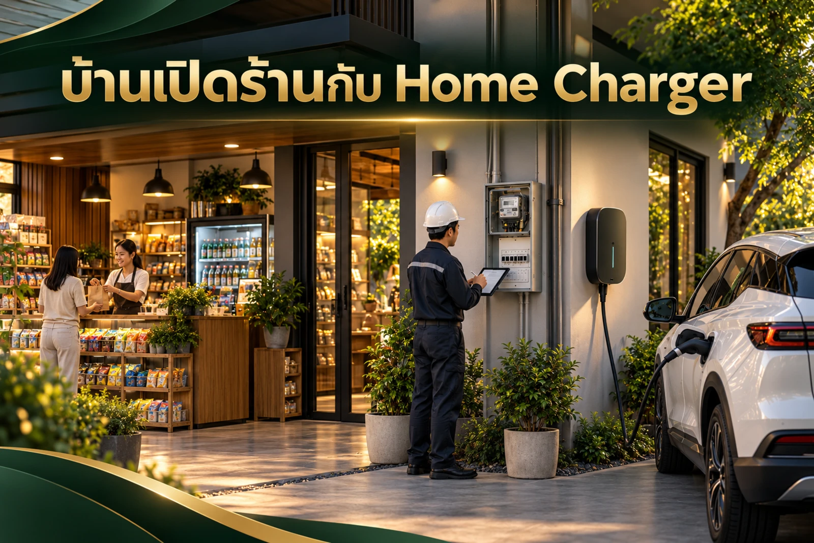 ภาพปกบทความ GED เรื่อง บ้านที่เปิดร้านเล็ก ๆ ติด Home Charger ต้องระวังโหลดอะไร